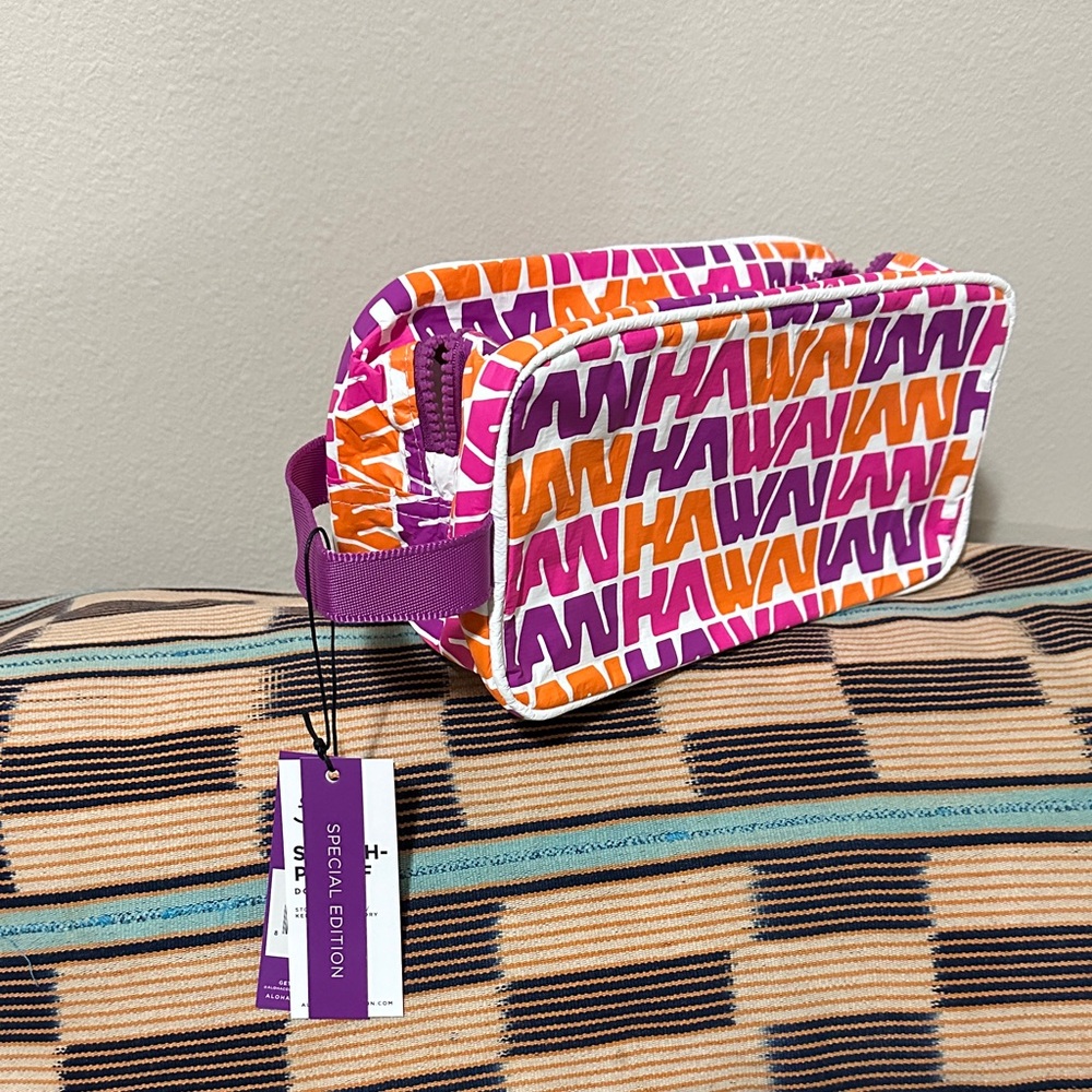 ALOHA Collection Vibrant Purple and Orange Cosmetic Case